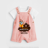 Victory to King Shri Ramachandra of Ayodhya Dungaree set | Personalized Dungaree set for Ram Bhakt - PEACH - 0 - 5 Months Old (Chest 18")