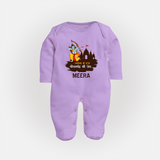 Victory to King Shri Ramachandra of Ayodhya Sleep Suit | Personalized Sleep Suit for Ram Bhakt - LILAC - New Born (Chest 7.5")