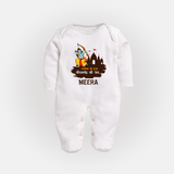 Victory to King Shri Ramachandra of Ayodhya Sleep Suit | Personalized Sleep Suit for Ram Bhakt - WHITE - New Born (Chest 7.5")