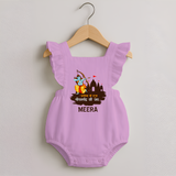 Victory to King Shri Ramachandra of Ayodhya Romper Frock | Personalized Romper Frock for Ram Bhakt - BABY PINK - 0 - 3 Months Old (Chest 19")