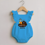 Victory to King Shri Ramachandra of Ayodhya Romper Frock | Personalized Romper Frock for Ram Bhakt - SKY BLUE - 0 - 3 Months Old (Chest 19")