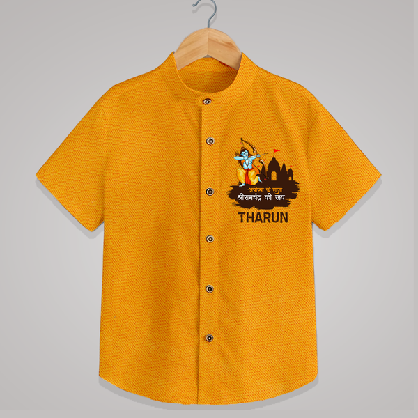 Ayodhya Ke Raja Shri Ramchandra Ki Jai Kids Shirt - CHROME YELLOW - 0 - 6 Months Old (Chest 23")