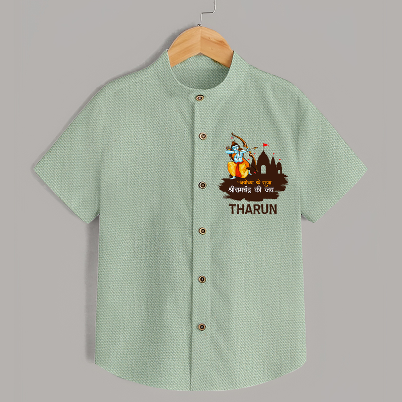 Victory to King Shri Ramachandra of Ayodhya Shirt | Personalized Shirt for Ram Bhakt - MINT GREEN - 0 - 6 Months Old (Chest 23")