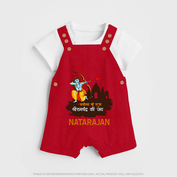 Ayodhya Ke Raja Shri Ramchandra Ki Jai Kids Dungaree - RED - 0 - 5 Months Old (Chest 18")