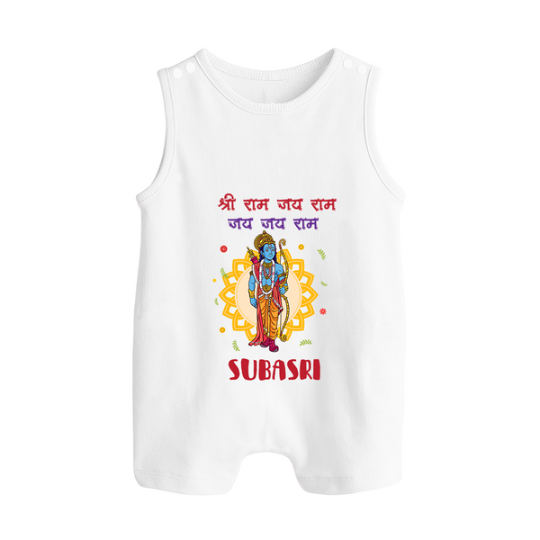 Shri Ram, Victory to Ram Romper Suit | Custom Romper Suit for Ram Jayanti - WHITE - 0 - 5 Months Old (Chest 18")
