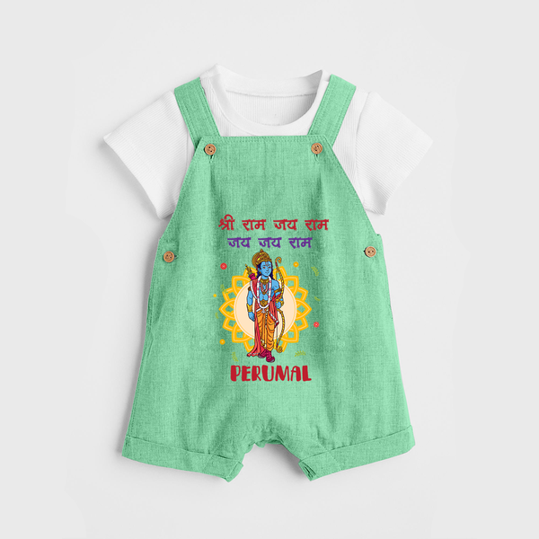 Shri Ram Jai Ram Jai Jai Ram Kids Dungaree - GREEN - 0 - 5 Months Old (Chest 18")