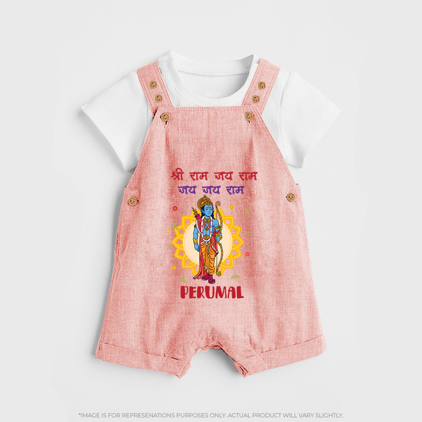 Shri Ram Jai Ram Jai Jai Ram Kids Dungaree - PEACH - 0 - 5 Months Old (Chest 18")