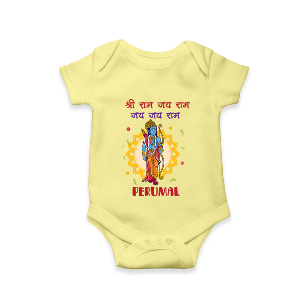 Shri Ram Jai Ram Jai Jai Ram Kids Romper - PASTEL YELLOW - New Born (Chest 14")