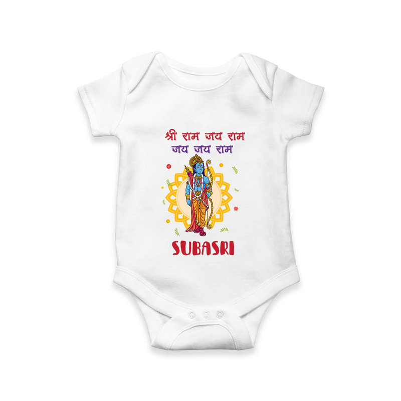 Shri Ram, Victory to Ram Romper | Custom Romper for Ram Jayanti - WHITE - New Born (Chest 14")