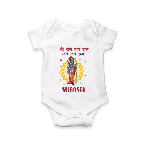 Shri Ram, Victory to Ram Romper | Custom Romper for Ram Jayanti - WHITE - New Born (Chest 14")