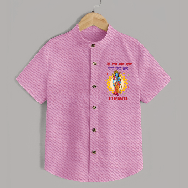 Shri Ram Jai Ram Jai Jai Ram Kids Shirt - BABY PINK - 0 - 6 Months Old (Chest 23")