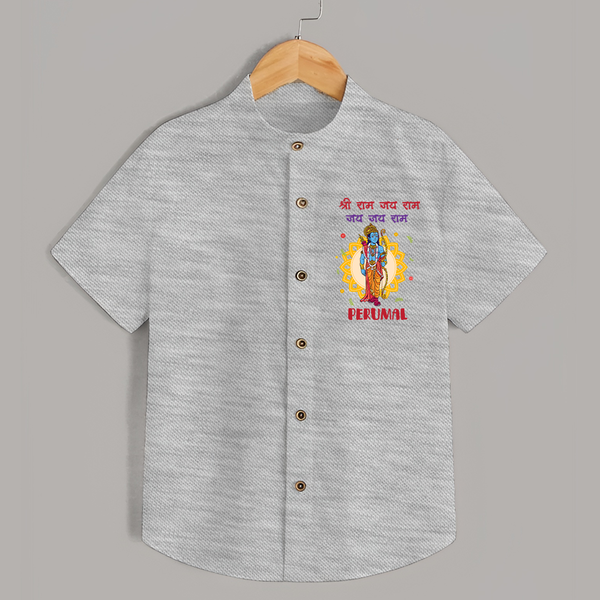 Shri Ram Jai Ram Jai Jai Ram Kids Shirt - GREY - 0 - 6 Months Old (Chest 23")