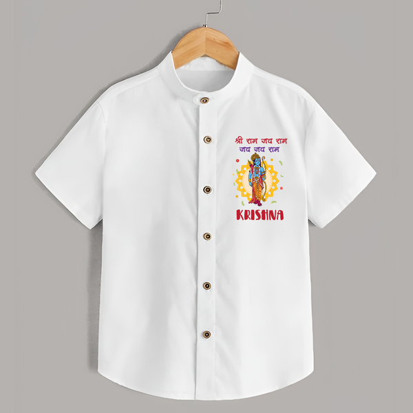 Shri Ram, Victory to Ram Shirt | Custom Shirt for Ram Jayanti - WHITE - 0 - 6 Months Old (Chest 23")