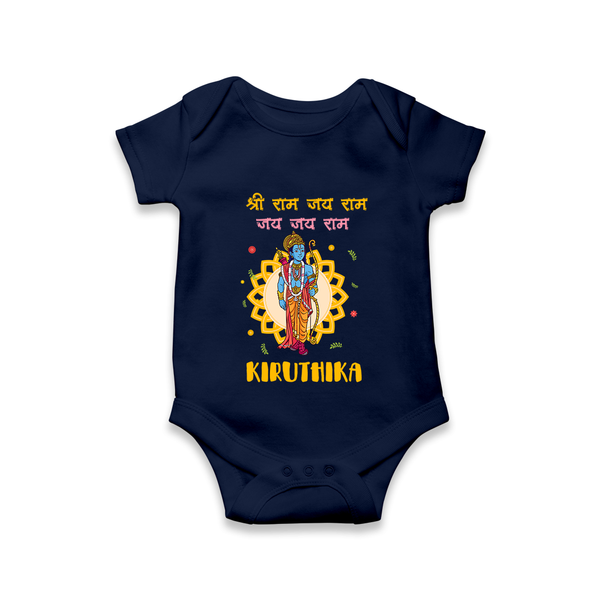 Shri Ram, Victory to Ram Romper | Custom Romper for Ram Jayanti - NAVY BLUE - New Born (Chest 14")