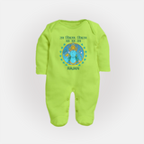 Ram Siya Ram Jai Jai Ram Kids Fullbody suit - LIME GREEN - New Born (Chest 7.5")