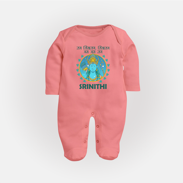 Ram Siyaram, Siyaram Victory Victory Ram Sleep Suit | Personalized Sleep Suit for Ram Bhakt - PEACH - New Born (Chest 7.5")