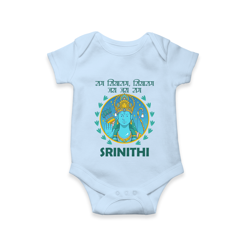 Ram Siyaram, Siyaram Victory Victory Ram Romper | Personalized Romper for Ram Bhakt - BABY BLUE - New Born (Chest 14")
