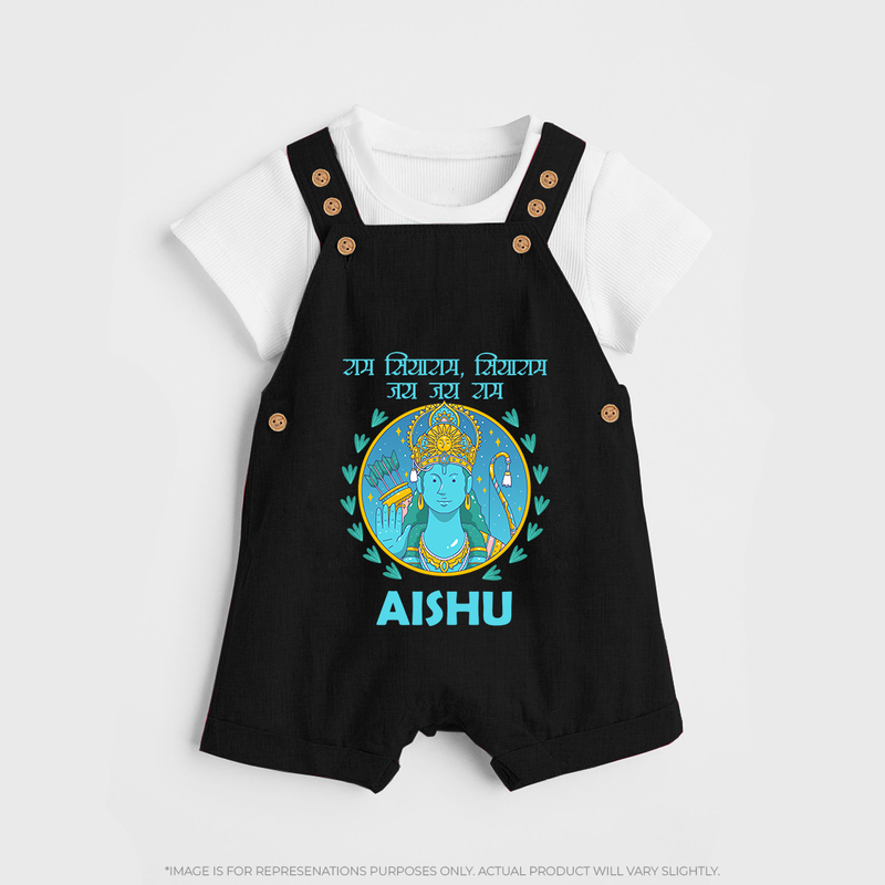 Ram Siyaram, Siyaram Victory Victory Ram Dungaree set | Personalized Dungaree set for Ram Bhakt - BLACK - 0 - 5 Months Old (Chest 18")