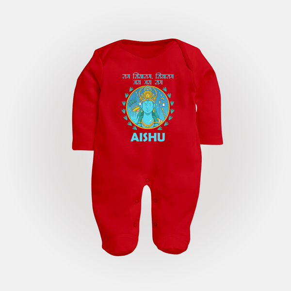 Ram Siya Ram Jai Jai Ram Kids Fullbody suit - RED - New Born (Chest 7.5")