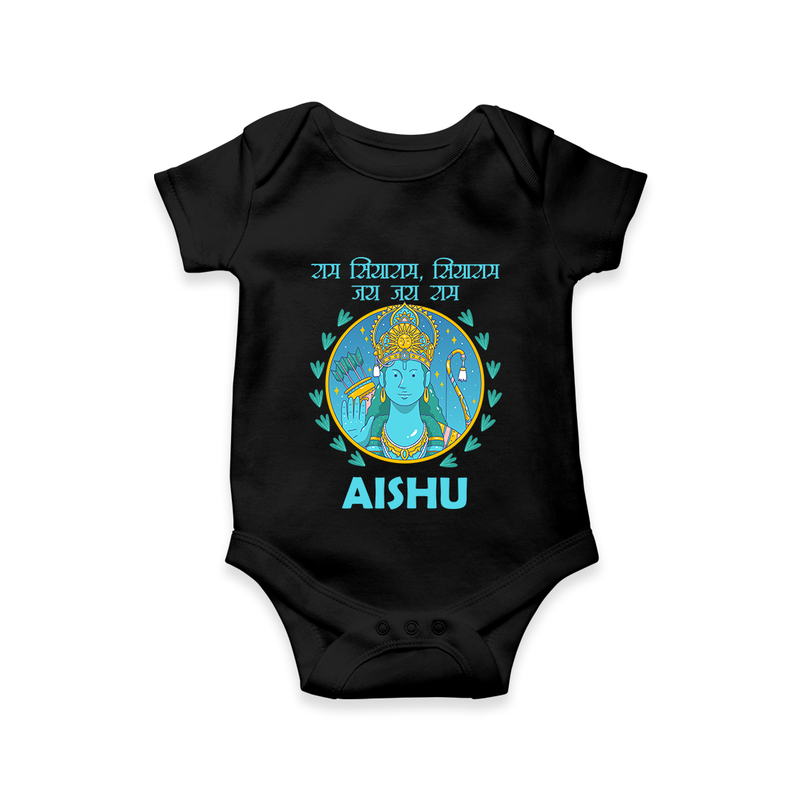 Ram Siyaram, Siyaram Victory Victory Ram Romper | Personalized Romper for Ram Bhakt - BLACK - New Born (Chest 14")