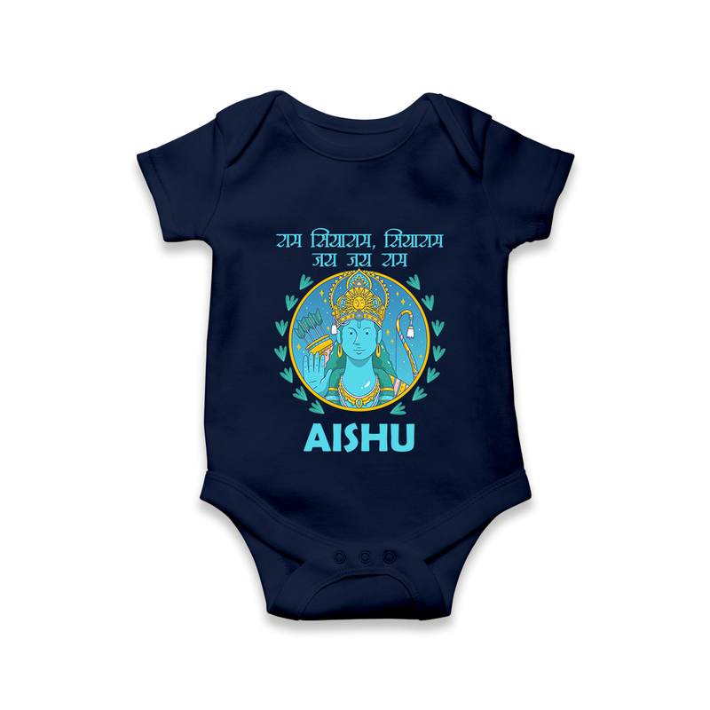 Ram Siyaram, Siyaram Victory Victory Ram Romper | Personalized Romper for Ram Bhakt - NAVY BLUE - New Born (Chest 14")