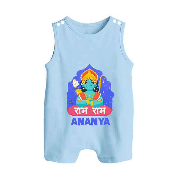 Ram Ram Romper Suit | Custom Romper Suit for Shri Ram Celebrations - BABY BLUE - 0 - 5 Months Old (Chest 18")