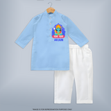 Ram Ram Kurta Set | Custom Kurta Set for Shri Ram Celebrations - BABY BLUE - 3 - 6 Months Old (Chest 24", Kurta Length 14'', Waist 19", Pant Length 14")