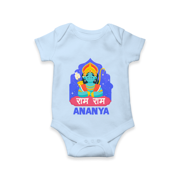 Ram Ram Romper | Custom Romper for Shri Ram Celebrations - BABY BLUE - New Born (Chest 14")