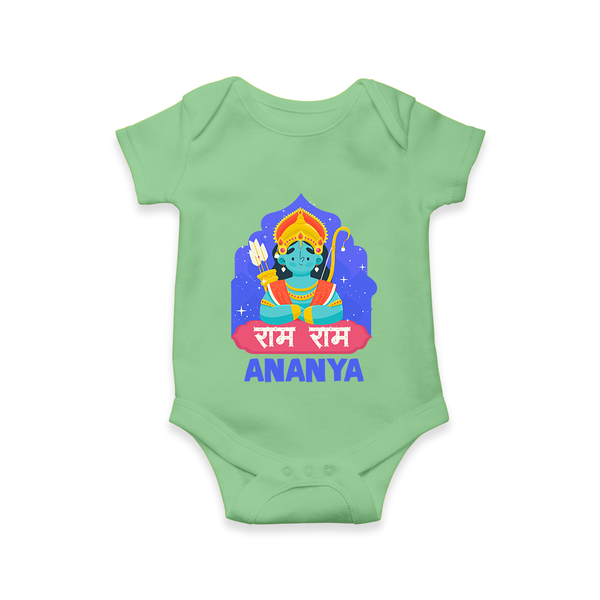 Ram Ram Romper | Custom Romper for Shri Ram Celebrations - GREEN - New Born (Chest 14")