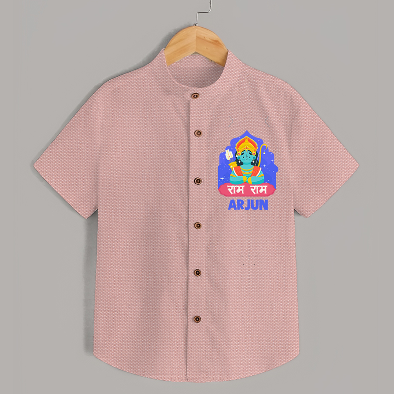 Ram Ram Shirt | Custom Shirt for Shri Ram Celebrations - PEACH - 0 - 6 Months Old (Chest 23")