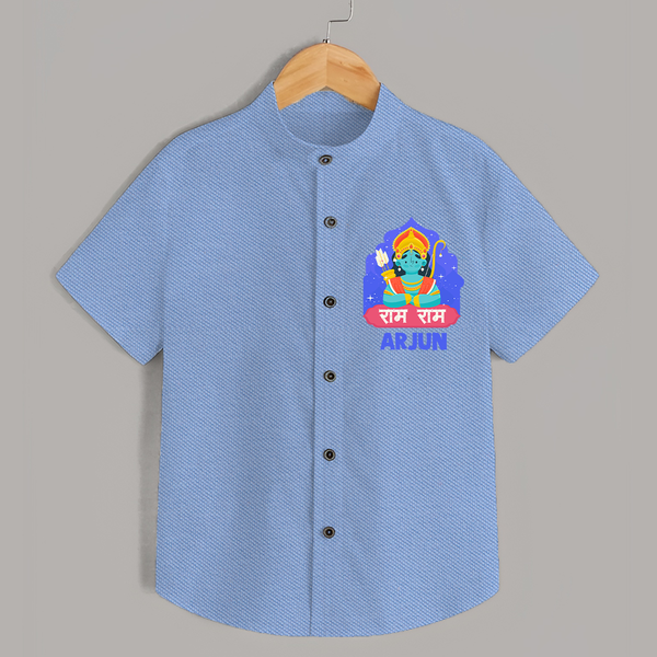 Ram Ram Shirt | Custom Shirt for Shri Ram Celebrations - SKY BLUE - 0 - 6 Months Old (Chest 23")