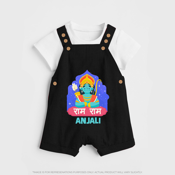 Ram Ram Personalized Kids Dungaree - BLACK - 0 - 5 Months Old (Chest 18")