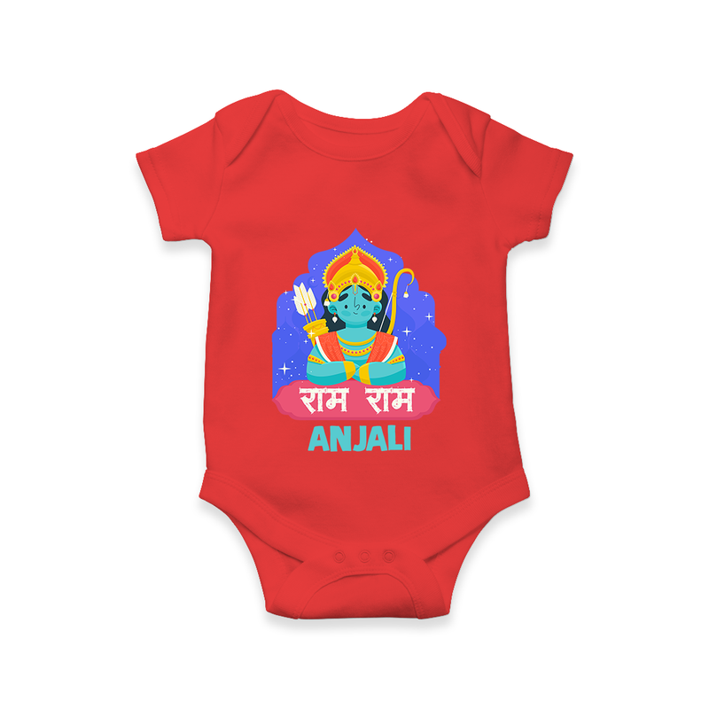 Ram Ram Romper | Custom Romper for Shri Ram Celebrations - RED - New Born (Chest 14")