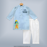 Cute Rambhakt - Customized Ram themed Kurta For Kids With Name - SKY BLUE - 3 - 6 Months Old (Chest 24", Kurta Length 14'', Waist 19", Pant Length 14")