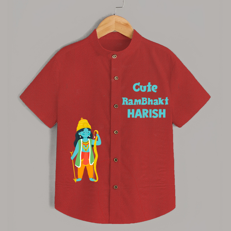 Cute Rambhakt Shirt | Personalized Baby Shirt for Ram Bhakt - RED - 0 - 6 Months Old (Chest 23")