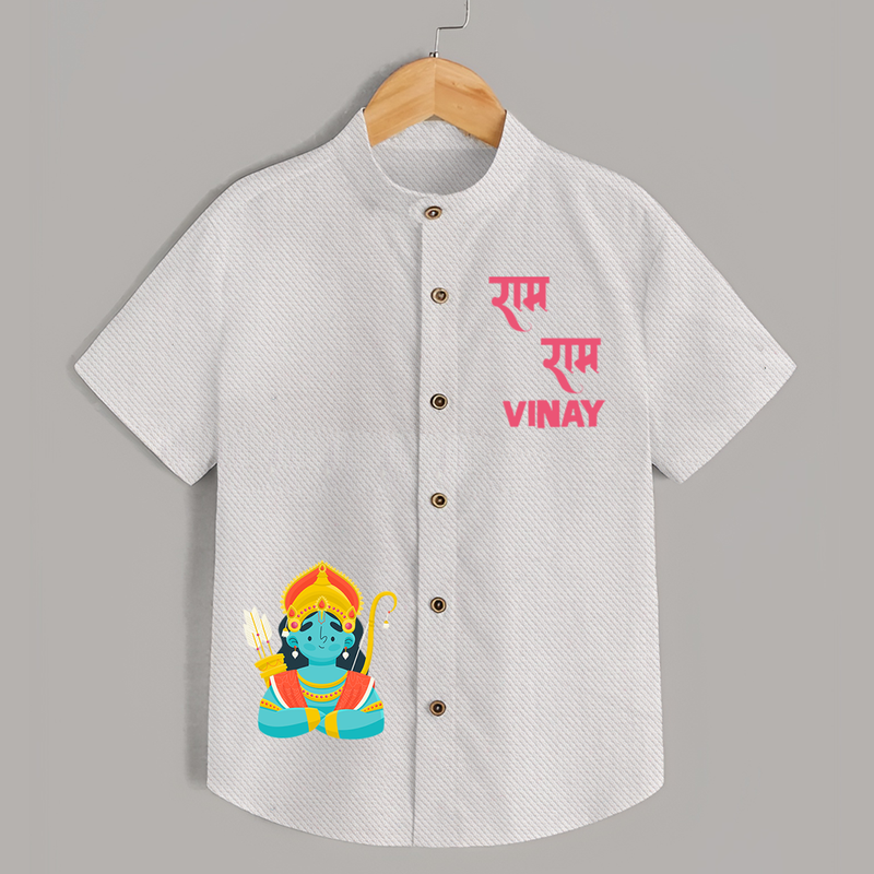 Ram Ram - Customized Ram themed Shirt For Kids With Name - WHITE - 0 - 6 Months Old (Chest 23")