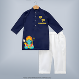 Ram Ram – Personalized Kids Kurta Set - NAVY BLUE - 3 - 6 Months Old (Chest 24", Kurta Length 14'', Waist 19", Pant Length 14")