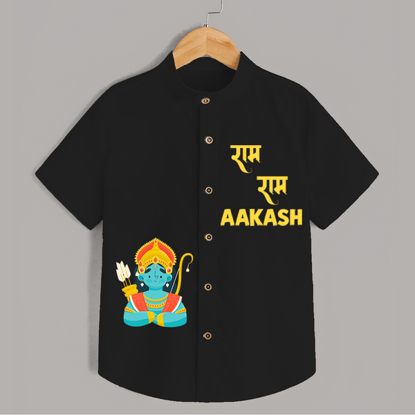 Ram Ram Shirt | Custom Baby Shirt for Your Little Ram Bhakt - BLACK - 0 - 6 Months Old (Chest 23")