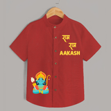 Ram Ram - Customized Ram themed Shirt For Kids With Name - RED - 0 - 6 Months Old (Chest 23")