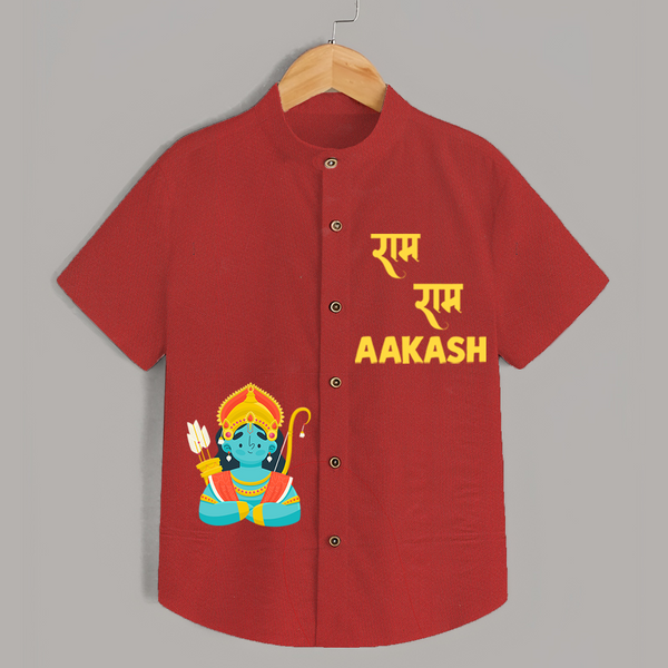 Ram Ram Shirt | Custom Baby Shirt for Your Little Ram Bhakt - RED - 0 - 6 Months Old (Chest 23")