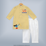 Jai Shri Ram Ram Navami Kurta Pajama Set - PASTEL YELLOW - 3 - 6 Months Old (Chest 24", Kurta Length 14'', Waist 19", Pant Length 14")