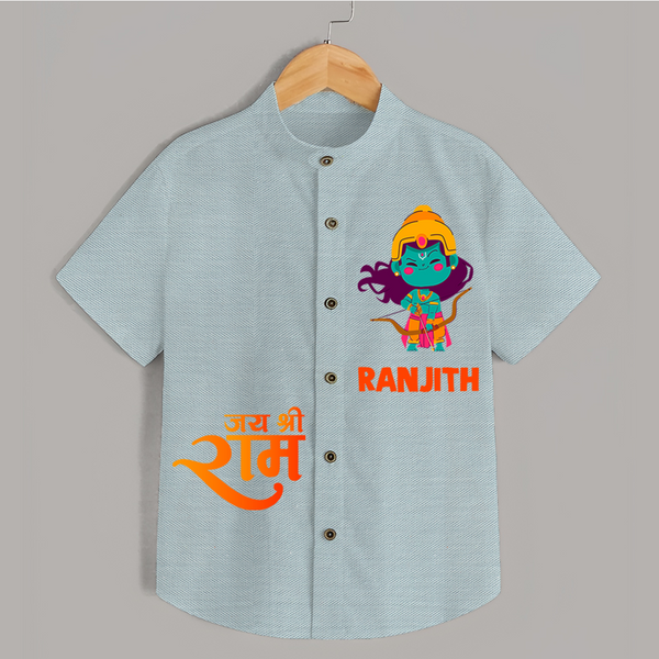 Jai Shree Ram Bow & Arrow Shirt | Custom Baby Shirt with Ram's Symbol of Strength - ARCTIC BLUE - 0 - 6 Months Old (Chest 23")