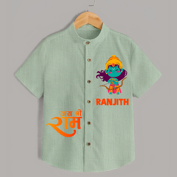 Jai Shree Ram Bow & Arrow Shirt | Custom Baby Shirt with Ram's Symbol of Strength - MINT GREEN - 0 - 6 Months Old (Chest 23")