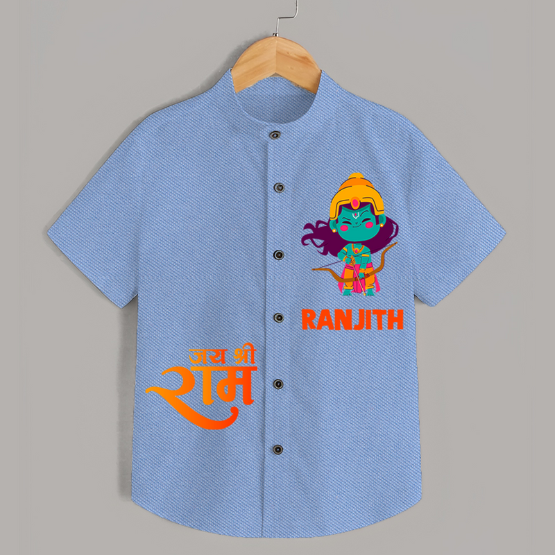 Jai Shree Ram Bow & Arrow Shirt | Custom Baby Shirt with Ram's Symbol of Strength - SKY BLUE - 0 - 6 Months Old (Chest 23")