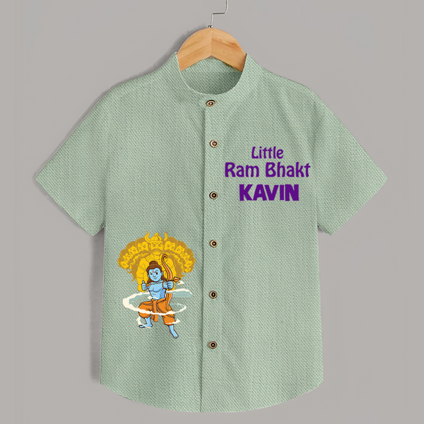 Little Ram Bhakt Shirt | Personalized Baby Shirt for Ram Bhakt - MINT GREEN - 0 - 6 Months Old (Chest 23")