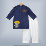 Little Ram Bhakt - Customized Kurta For Kids With Name - NAVY BLUE - 3 - 6 Months Old (Chest 24", Kurta Length 14'', Waist 19", Pant Length 14")