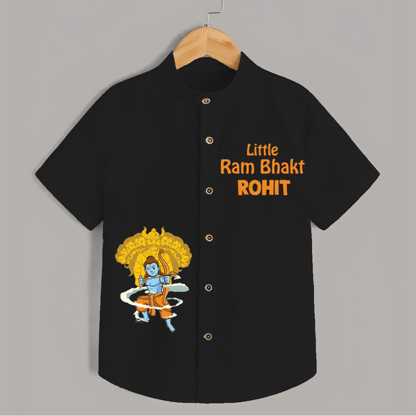 Little Ram Bhakt Shirt | Personalized Baby Shirt for Ram Bhakt - BLACK - 0 - 6 Months Old (Chest 23")