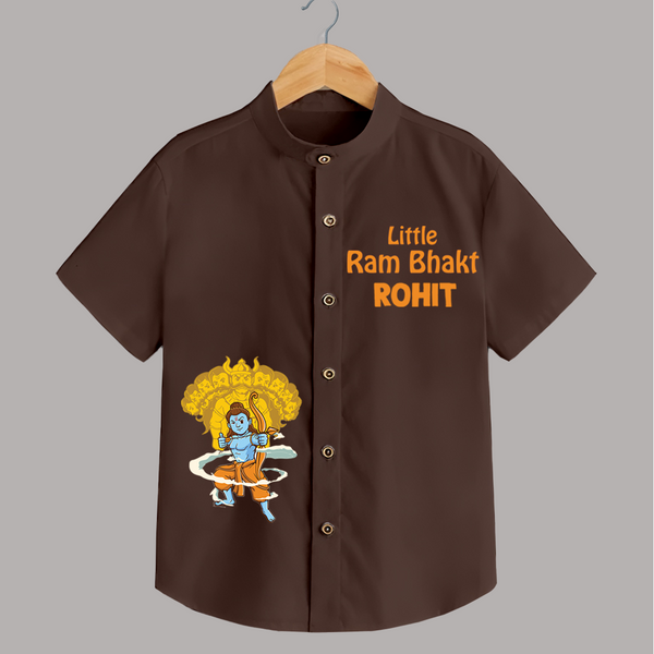 Little Ram Bhakt Shirt | Personalized Baby Shirt for Ram Bhakt - CHOCOLATE BROWN - 0 - 6 Months Old (Chest 23")