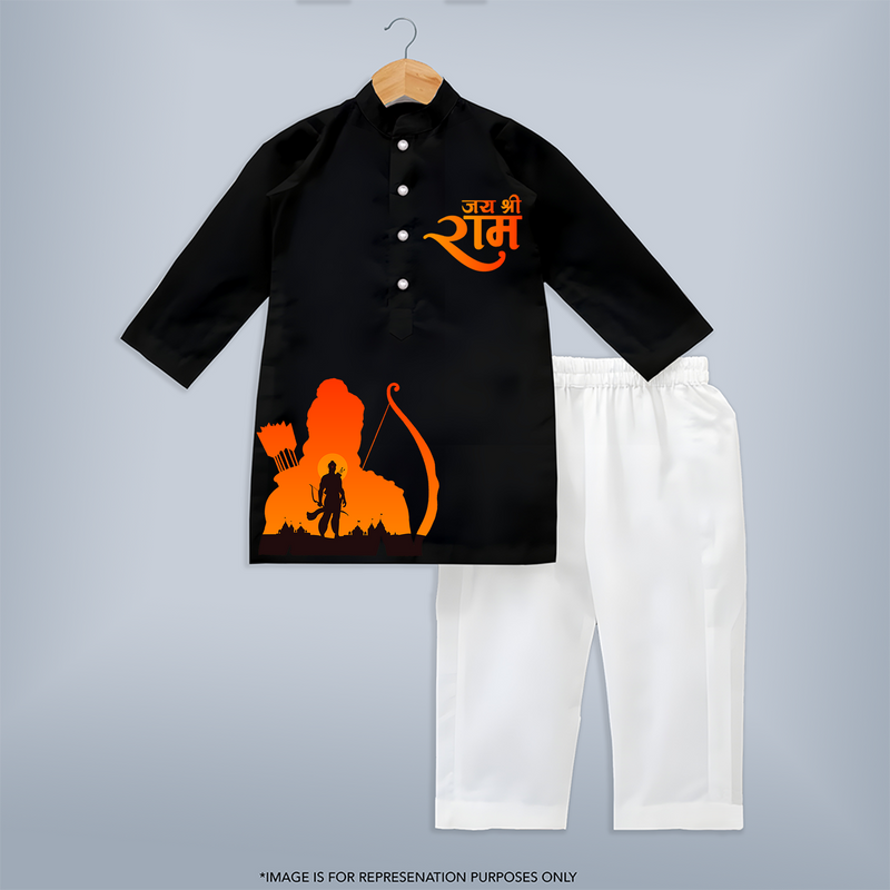 Jai Shree Ram Ð The Essence of Devotion Kurta Set for Adults - BLACK - S (Chest 20")