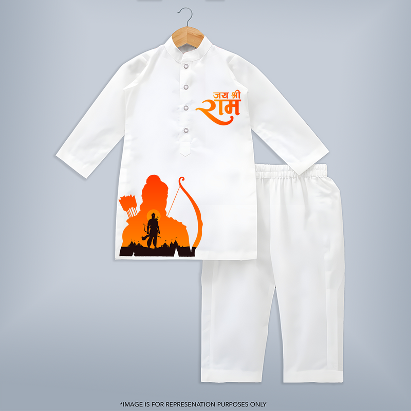 Jai Shree Ram Ð The Essence of Devotion Kurta Set for Adults - WHITE - S (Chest 20")